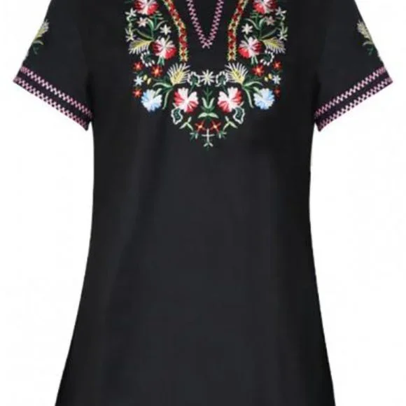 New Boho Floral Embroidered Blouse - Picture 3 of 4